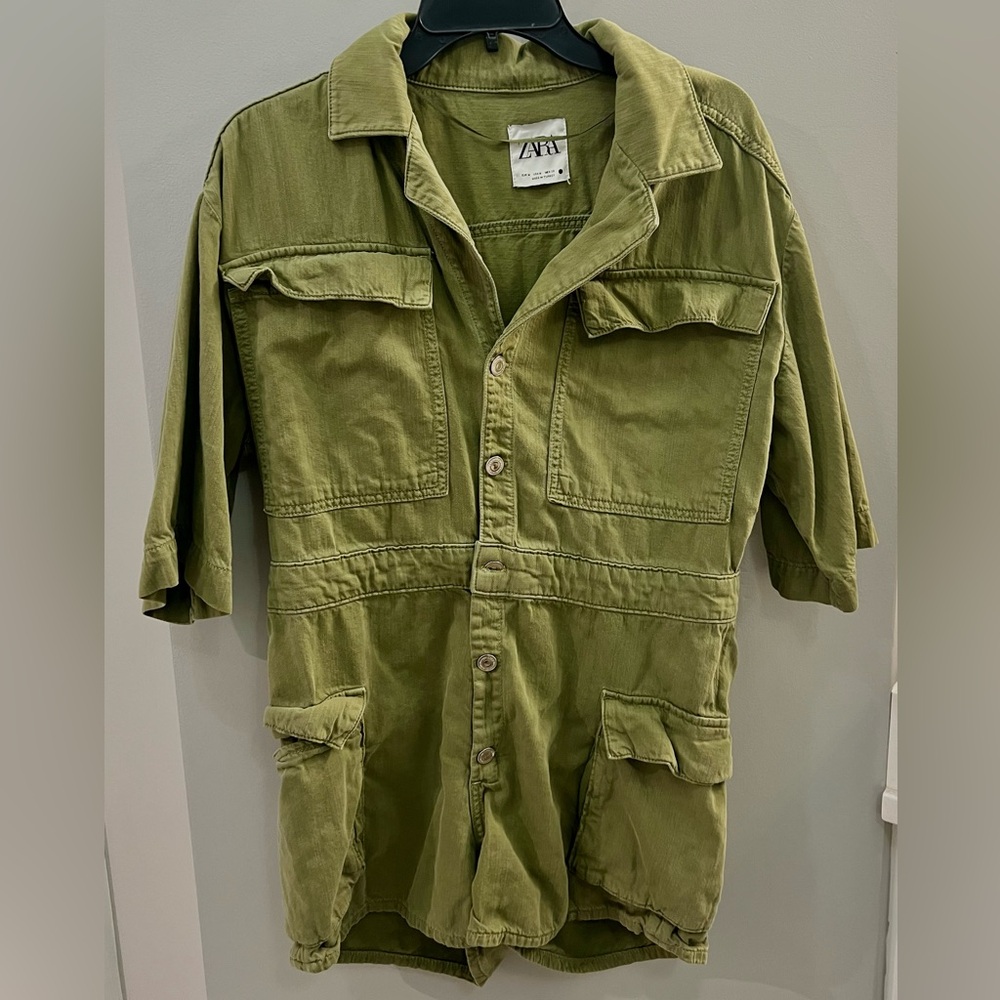 ZARA olive color denim romper